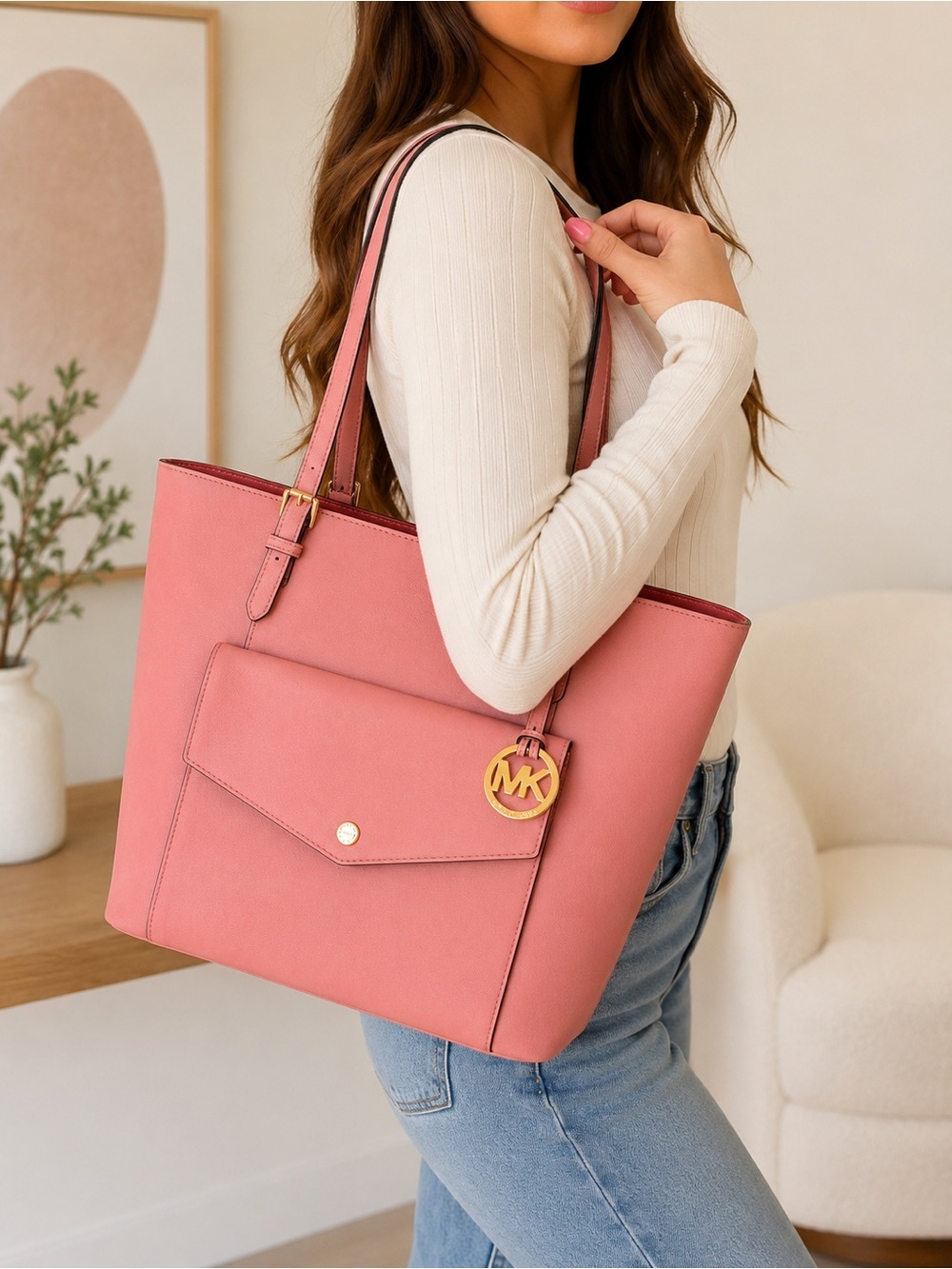 Michael Kors Jet Set Multifunction Pocket Tote – Soft Pink (NWT) 💗